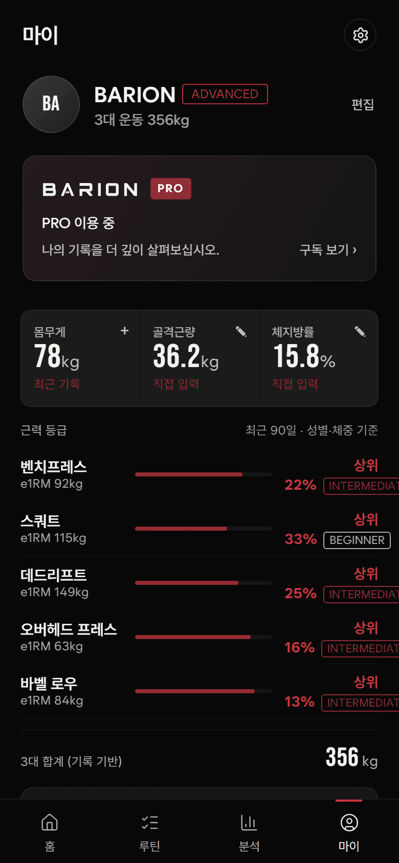 BARION 근력 등급